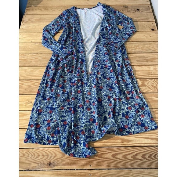 LulaRoe Paisley Sarah Cardigan Size Small Women’s Blue Open Front - Picture 1 of 7